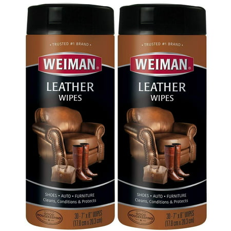 Leather Wipes - 2 Pack - Clean Condition UV Protection Help Prevent Cracking or Fading of Leather Couches, Car Seats, Shoes, Purses, SIMPLE - Leather cleaner is ideal.., By