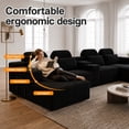 thumbnail image 4 of FFH 145.7" Modular Sectional Sofa with Double Chaise Lounge, U Shaped Cloud Couch with Cup Holders, Storage Console for Living Room, Home Theater, Corduroy Black, 4 of 9