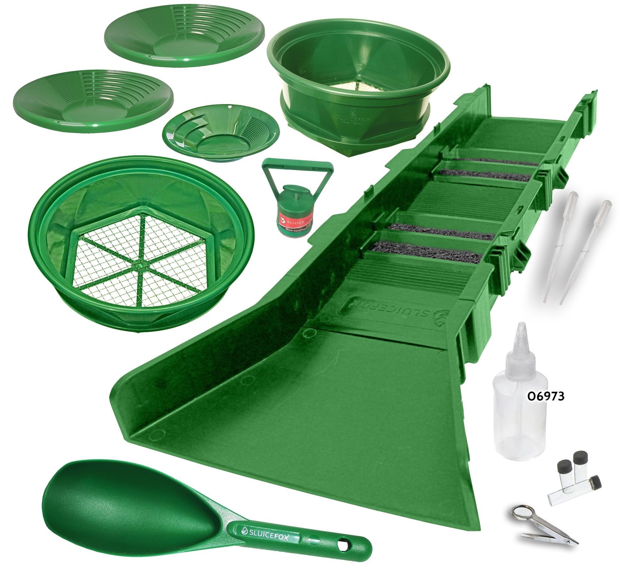 16 Piece Gold Pan Panning Kit Sluice Box; Classifiers; Pans; Tweezers