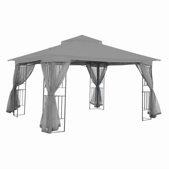 Garden Winds Custom Fit Replacement Canopy Top Cover Compatible with The MasterCanopy 11' x 11' Gazebo  - Upgraded Performance RipLock 350 Fabric - Slate Gray