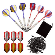 GSE Games & Sports Expert 18 Grams Classic Multi Color Soft Tip Darts with Dart Set, Extra Shafts, Flights, 60 Replacement Dart Tips for Electronic Dartboard Game - 6Pack
