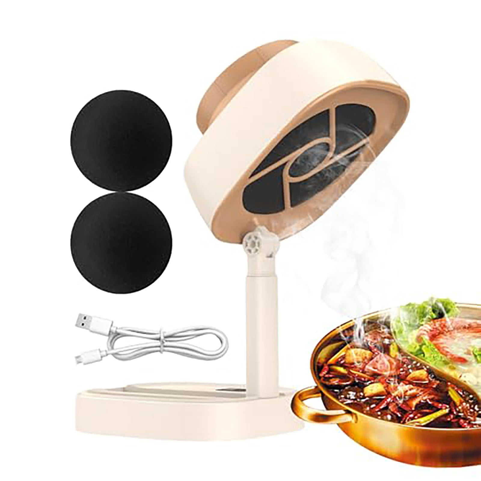Rechargeable Kitchen Exhaust Fan, Folding Desktop Range Hood, 5 Speed Angle Extractor with Grease Filter, Portable Cooking Ventilation Device, Indoor Air Tool, Stove Accessory for Home