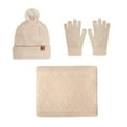 thumbnail image 5 of HNMKIU Winter Warm Knitted Scarf Hat Set Thermal Lined Outdoor Riding Ear Cold Weather Beige - One Size, 5 of 5
