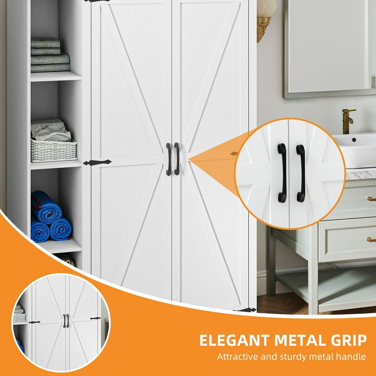 Craftian Broom Closet Storage Cabinet with Adjustable Shelves