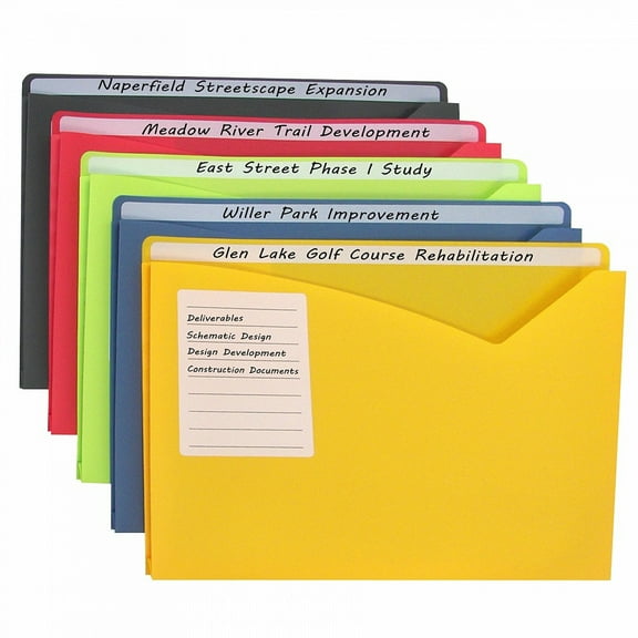 C-Line Write-On Expanding Poly File Folders, 1" Exp., Letter, Assorted Colors, 25/BX