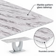 thumbnail image 4 of Sumdeal 71 in. Grey Glass Tabletop Marble Pattern Dining Set with 4 Light Gray PU Chairs, 5 Piece, 4 of 8