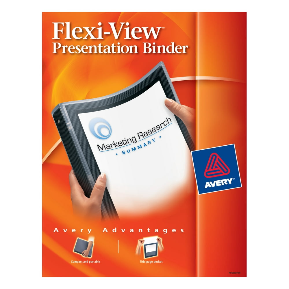 Avery FlexiView Binder, 1/2" Round Rings, 100Sheet Capacity, Black