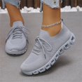 thumbnail image 4 of EKVAHL Women's Knit Upper Running Sneakers, Low Top Non Slip Tennis Sneakers, Solid Color Elastic Fit Athletic Sneakers Lace-Up Walking Shoes for Training Hiking Gray, 4 of 6