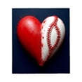 thumbnail image 2 of Couverture en Flanelle Confortable avec Design de Cœur Unique : Demi-Rouge Demi-Style Baseball Blanc avec Couture Rouge - Parfait pour Canapé Voyage et Lit, 2 of 5