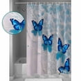 thumbnail image 3 of Small Stall Shower Curtain 36x78 Inch Narrow Half Size Blue Butterfly Coastal Bath Curtains Bathroom Decor Summer Beach Ocean Wave Waterproof Fabric Shower Curtain Set with Hooks 36 Inch, 3 of 6