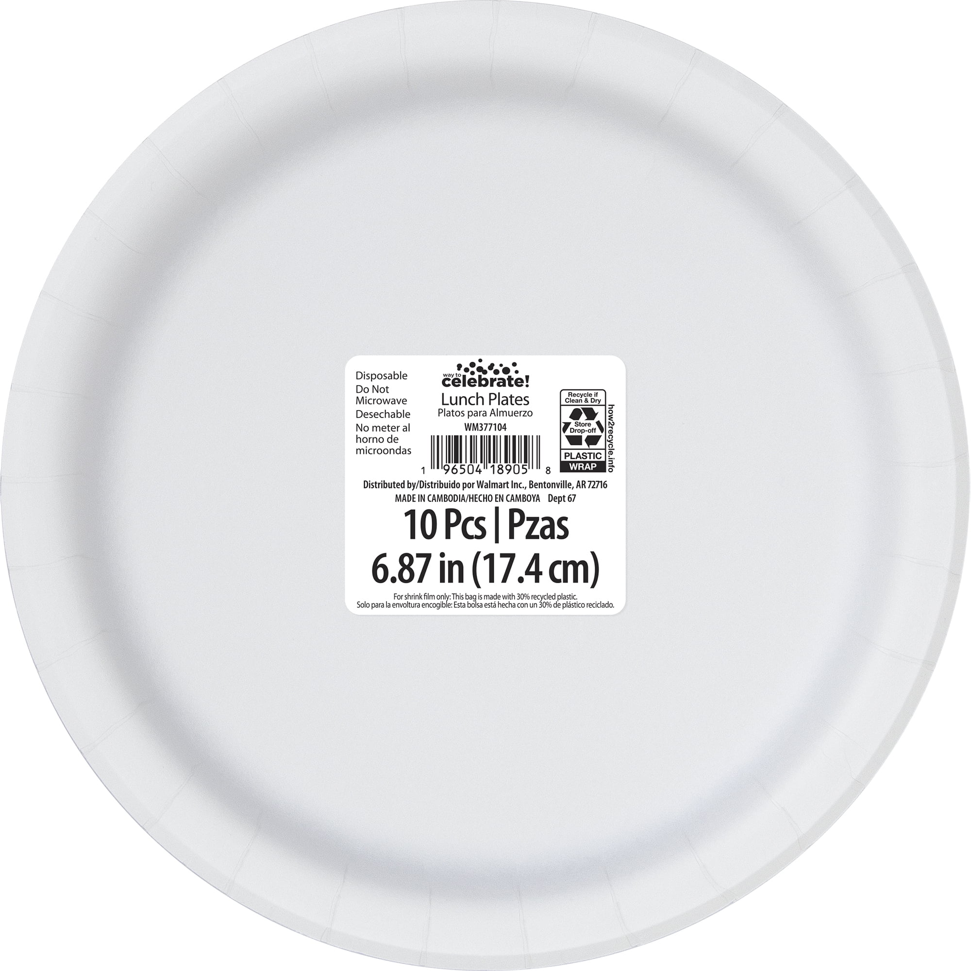 Celebrate Disposable Round Paper Plates, 6.87", Gold/White, 10 Count, by Way To Celebrate