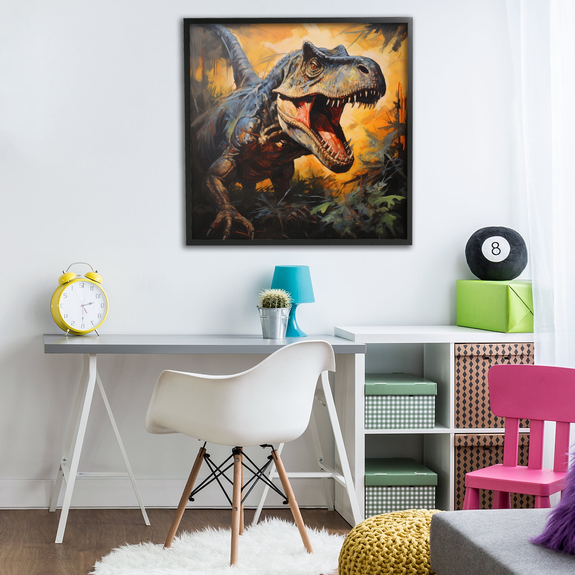 Stupell Industries Angry Dinosaur Roaring Black Framed Giclee Art, design by Creative Studio