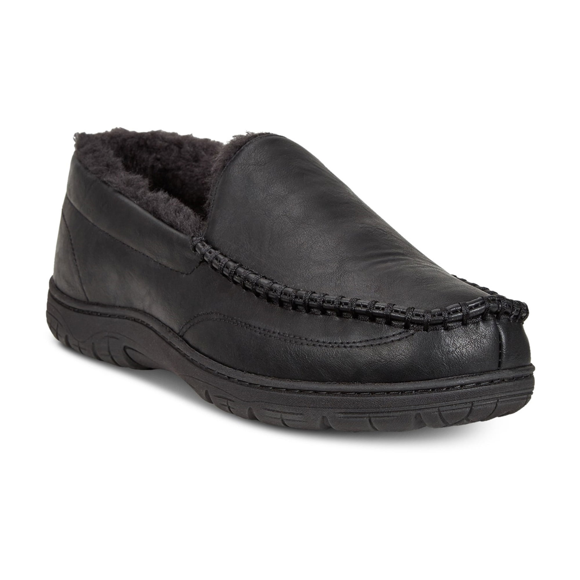 mens black moccasin slippers