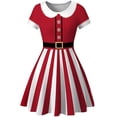 thumbnail image 1 of Vestido HUOGUO con estampado navideño de muñeco de nieve para mujer, estilo swing vintage, 1 of 3