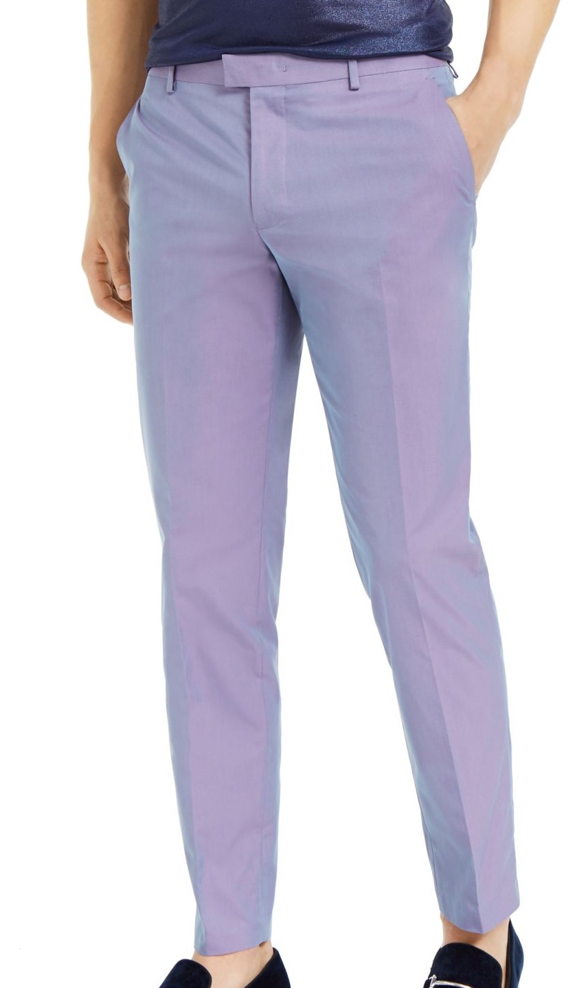 Mens Pants Purple 34X30 Slim Fit Flat 