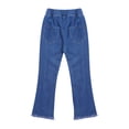 thumbnail image 4 of Alvivi Kids Girls Ruffle Flare Raw Hem Denim Pants High Waisted Bell Bottom Jeans Casual Trousers Type E 110/XL, 4 of 7