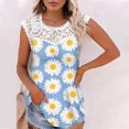 thumbnail image 2 of Camiseta sin mangas de encaje con estampado de mujer Camiseta sin mangas de empalme de cuello redondo Camiseta ligera y cómoda delgada OAVQHLG3B Store lin121212, 2 of 5