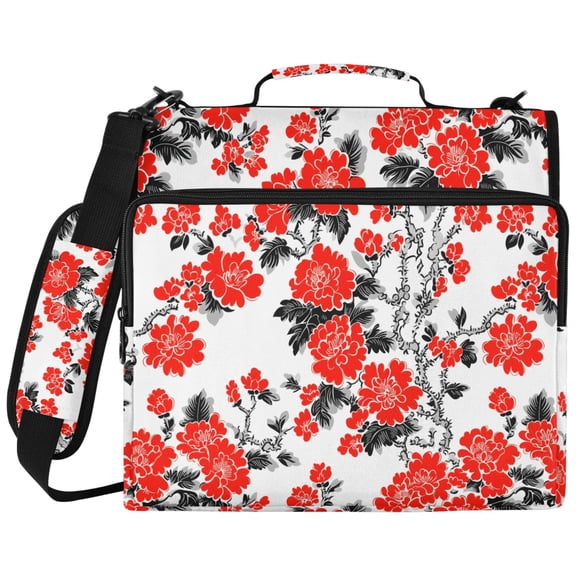 ALAZA Zipper Binder Art Rose Flower Pattern 2 inch 3 Ring 500 Sheet Capacity Trapper Keeper File Folder Organizer Bag