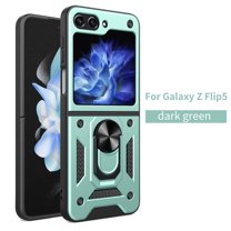 Dteck for Samsung Galaxy Z Flip 5 Case, Shockproof Heavy Duty Kickstand Rotate Ring Stand Magnetic with Car Mount Holder Protective Case for Galaxy Z Flip 5 5G 2023, Green