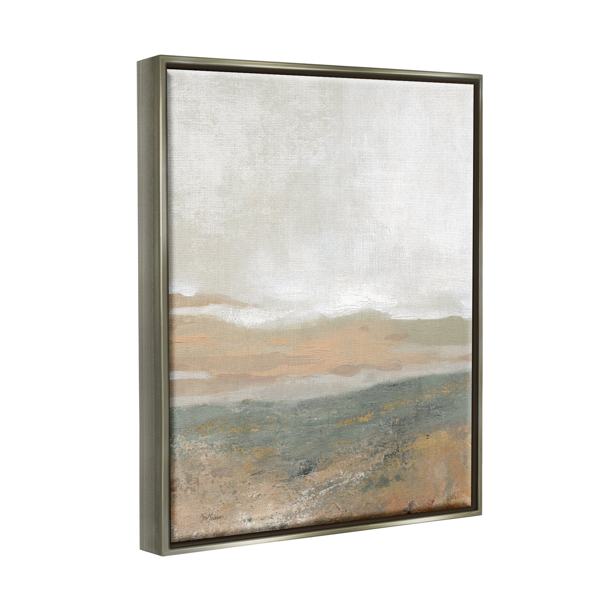 Stupell Industries Neutral Desert Abstraction Abstract Painting Gray Floater Framed Canvas Art Print Wall Art, 25 x 31