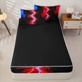 thumbnail image 4 of Erosebridal Neon Nature Lightning Zipper Twin Comforter Sets with Fitted Sheet and 2 Pillowcases for Boys Men, Red Blue Glowing Lines Zipper Bedding Set, Black Reversible, 4 Pieces, 4 of 5