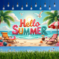 thumbnail image 3 of Tropical Design Summer Theme Vibrant Letters Beach Banner Relaxation Backdrop Seaside View Hello Summer for Outdoor Parties Beach Decorations Summer Events, 3 of 4