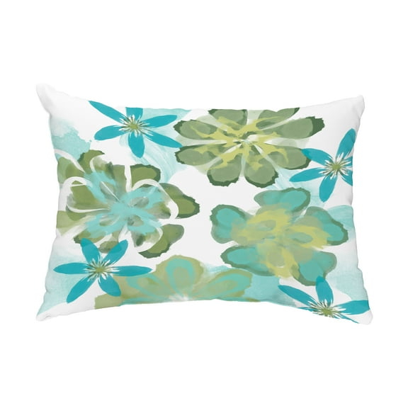 Simply Daisy, 14" x 20" Ani Blue Floral Decorative Outdoor Pillow