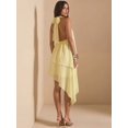 thumbnail image 2 of Light Yellow Womens Flowy Halter Neck Asymmetrical Mini Dress For Summer Party Beach Holiday, 2 of 5