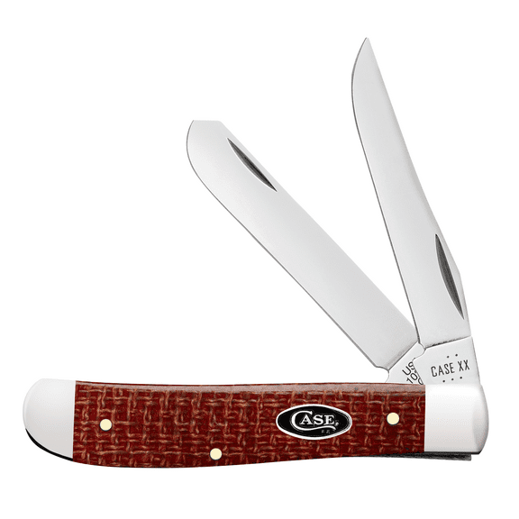 Case Knives Dark Red Burlap Micarta - Sm Mini Trapper