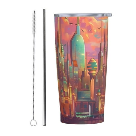 

Colorful city cup 20 ounce car cup stainless steel insulated travel cup