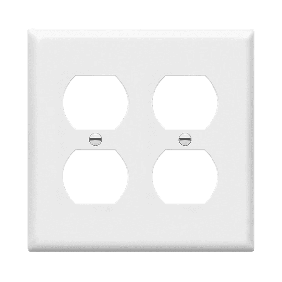ENERLITES Duplex Receptacle Outlet Wall Plate, Midway Size 2-Gang 4.88" x 4.92", Unbreakable Polycarbonate Thermoplastic, UL Listed, 8822M-W, White