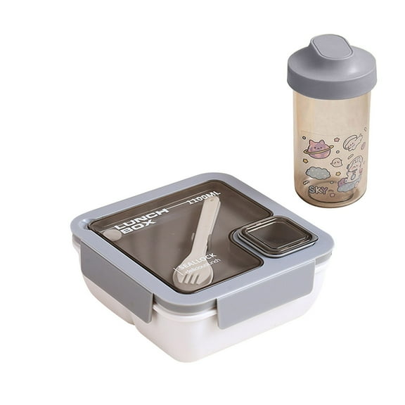 Yika Portable Plastic Partition Integrated Lunch Box, Multi-functional Light Food Bento Box