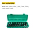 thumbnail image 2 of TFixol 1/2Inch Drive Hex Impact Socket Set 10-Piece Deep Socket Metric Sizes 8-17mm Carbon Steel with Storage Box, 2 of 7