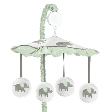 UPC: 0846480064855 | Elephant Grey and Mint Collection Musical Mobile