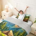 thumbnail image 3 of Catabedysis Outdoor Cartoon Camping Twin Duvet Cover,Rustic Mountain Tree Print Twin Bedding For Boys,Multicolor,Light Gray Reversible,2-Piece,1 Duvet Cover and 1 Pillowcase, 3 of 6