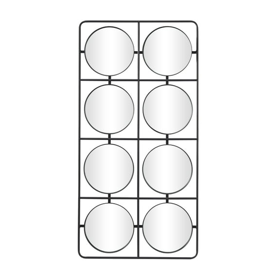 DecMode 24" x 47" Black Wall Mirror with Grid Frame