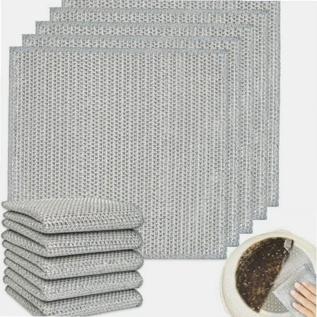 10PCS Non-Scratch Wire Dishcloths - Multipurpose Steel Wool Scrubbers for Kitchen Cleaning