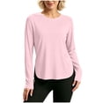 thumbnail image 2 of DailyTrove Women UPF50+ Sun Protection Long Sleeve Shirts Crew Neck Curved Hem Athletic Workout Tops with Thumb Holes, 2 of 9