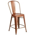 thumbnail image 3 of Commercial Grade 4 Pack 24" High Copper Metal Indoor-Outdoor Counter Height Stool with Back, 3 of 9