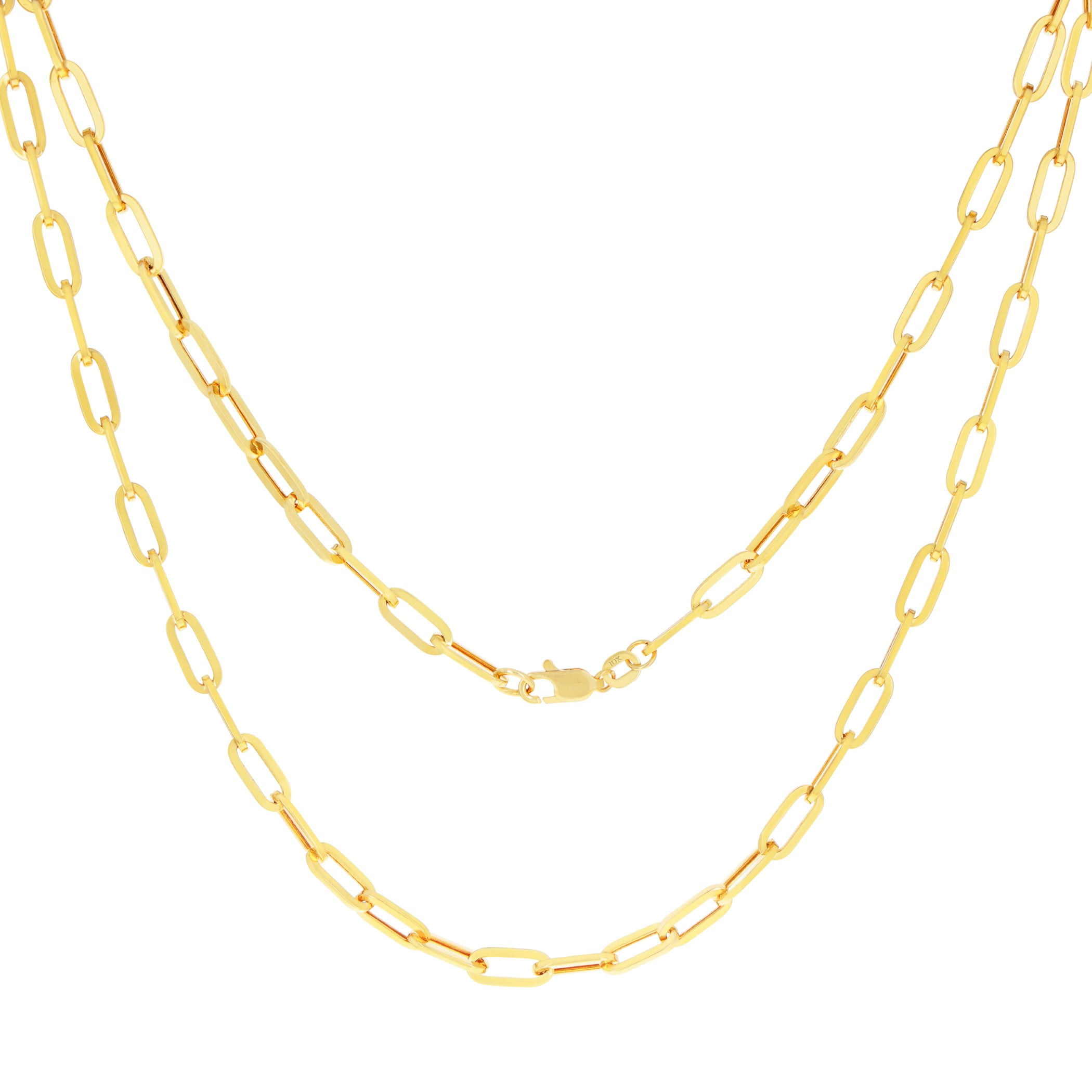 Nuragold 10k Real Yellow Gold Paperclip 5mm Elongated Cable Link Necklace (16"-24") Dainty Italian Jewelry for Men & Women