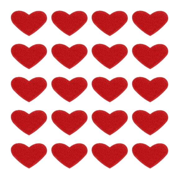 Uxcell 20 Pack Heart Iron on Patches, Embroidered Sew on Applique Patches, Wine Red