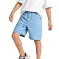 thumbnail image 5 of hengsof Boy's Summer Thin Elastic Waist Shorts Children's Solid Color Pocket Casual Summer Shorts Loose Comfortable Knee Length Shorts Ages 3-14 Years, 5 of 5