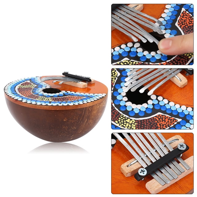 7 Key Coconut Kalimba Thumb Piano Colorful Painted Musical Instrument Professional Sound for Beginner Training