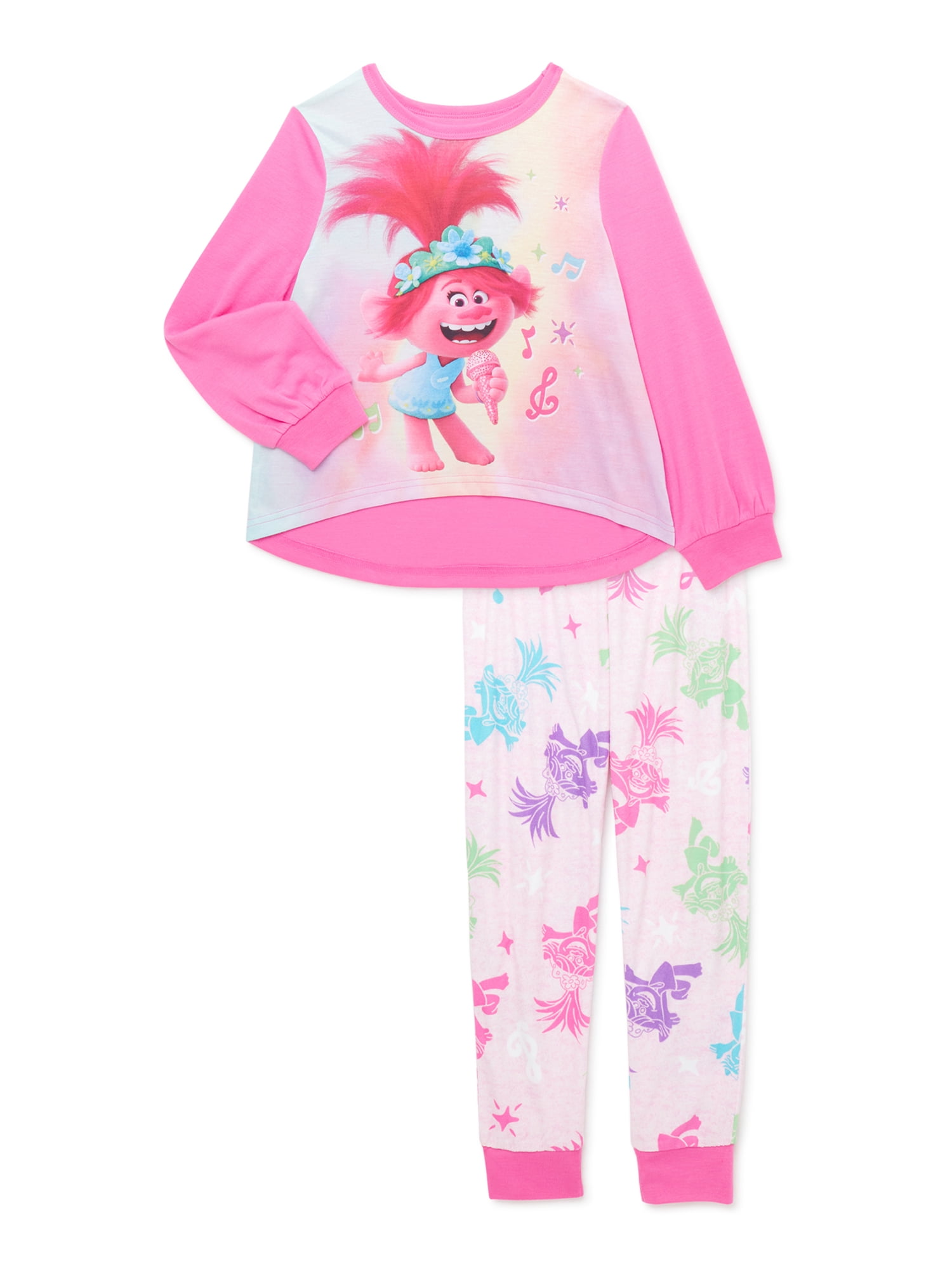 Girls Fleece Character Sleep Suit Pyjamas Pjs Size Trolls Sizes 4 to 10 years 