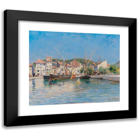 Julien Gustave Gagliardini 14x12 Black Modern Framed Museum Art Print Titled - The Harbour of Cassis at the Cote D´Azur
