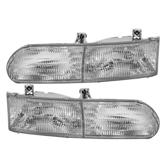 EPIC LIGHTING OE Style Halogen Headlights Assembly Replacement for FORD 92-95 TAURUS [ FO2502117 FO2503111 F2DZ13008B F2DZ13008A ] Pair