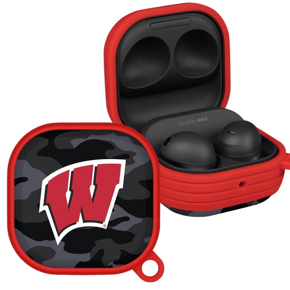 Wisconsin Badgers Camo HDX Case Cover Compatible with Samsung Galaxy Buds Pro & Buds Live by Affinity Bands