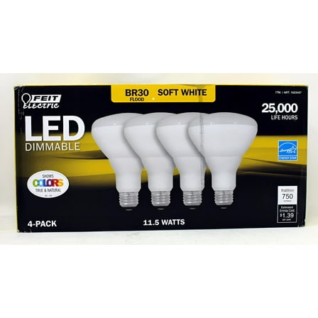 Feit Electric BR30 Soft White LED Dimmable 4 Pack