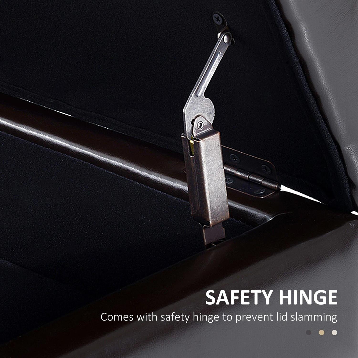 Demi Bonn 44" Faux Leather Ottoman Storage Bench with Shoe Rack, Comfortable Seating & Storage for Home & Office, Spacious Storage, Brown