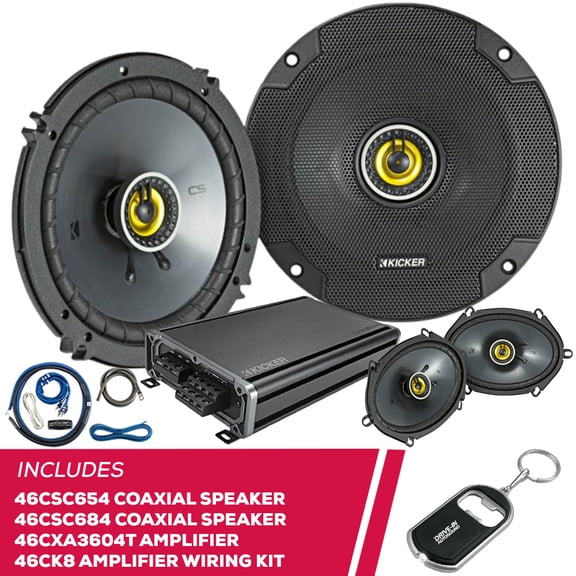 New Kicker 46CSC654 Speakers w/ 46CSC684 Speakers & 46CXA3604T Amp & 46CK8 Amp Kit